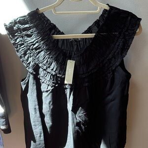 J. Crew Elegant Black Ruffle Blouse